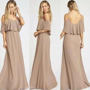 Show Me Your Mumu Caitlin Chiffon Maxi Bridesmaid Dress Beachy Flowy Dress Dune